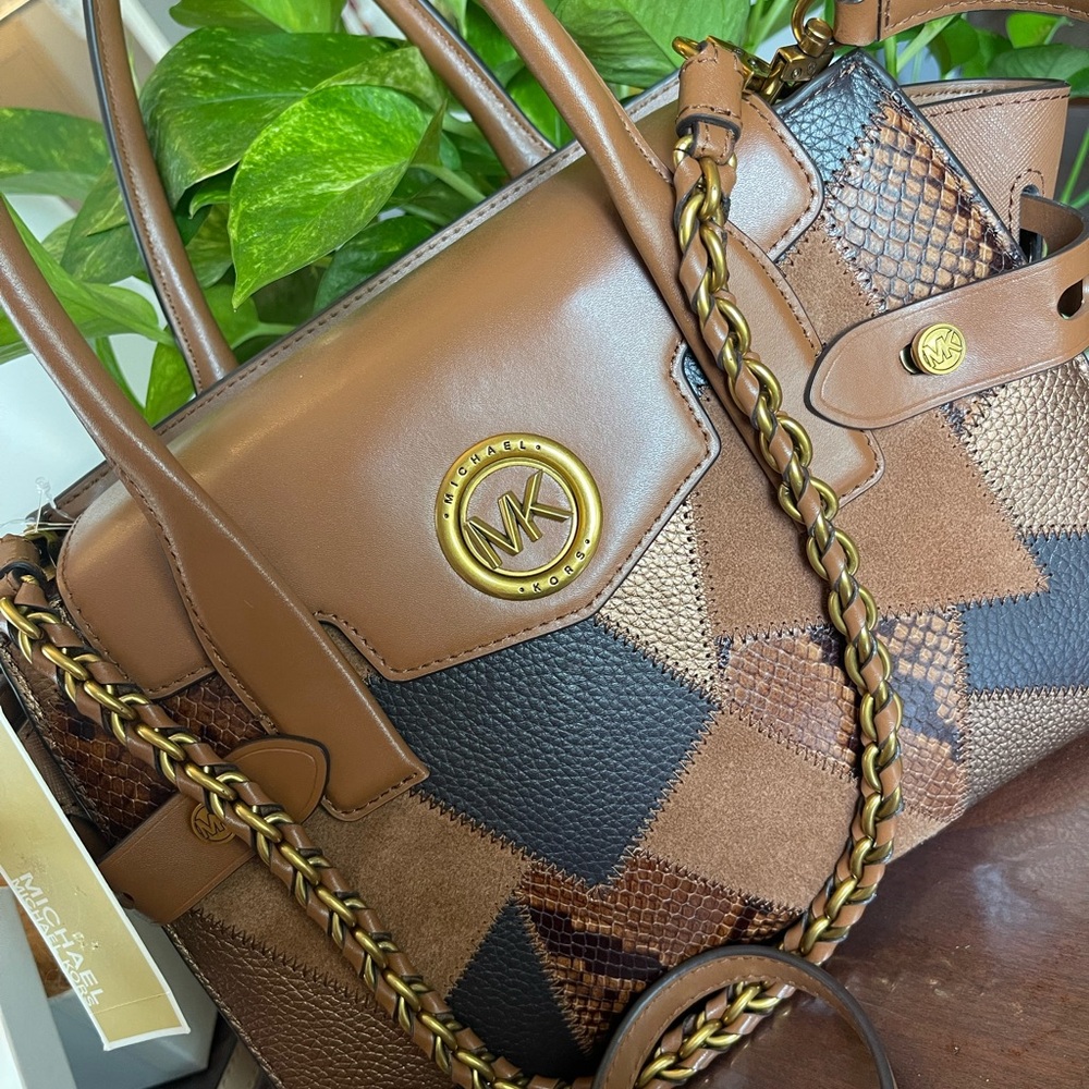 Michael Kors Tan and Brown Patchwork Satchel - Picture 5 of 5
